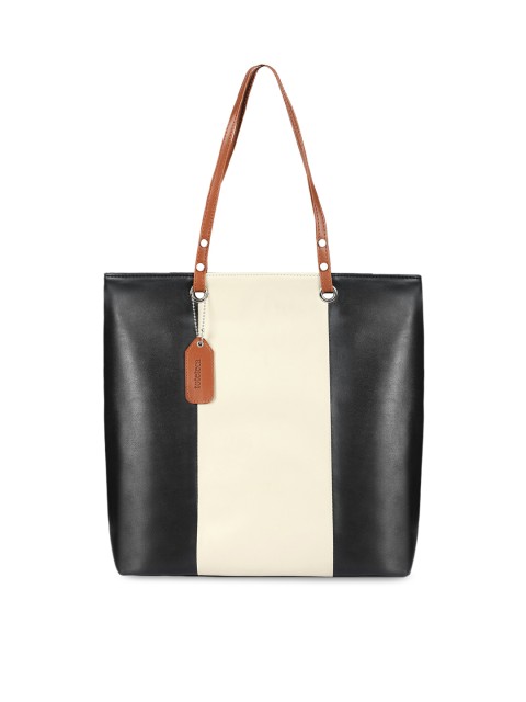 

Toteteca Black Colourblocked PU Structured Shoulder Bag with Tasselled