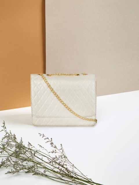 

Toteteca Gold-Toned Quilted PU Structured Sling Bag