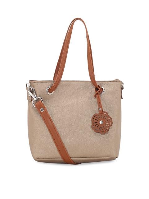 

Toteteca Gold-Toned PU Shopper Handheld Bag