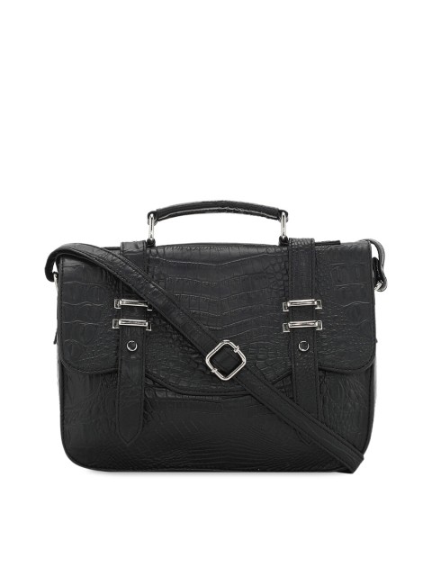 

Toteteca Women Black Textured PU Structured Satchel
