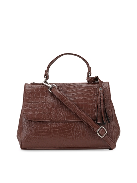 

Toteteca Brown Textured PU Oversized Structured Satchel with Tasselled