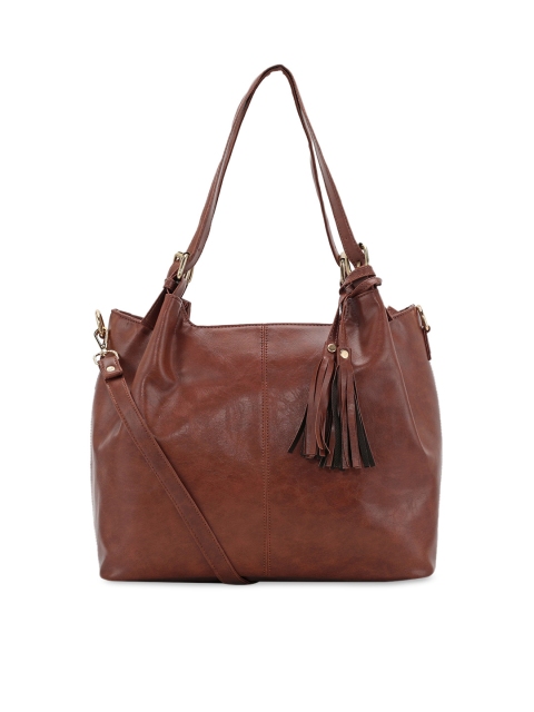 

Toteteca Women Brown PU Structured Shoulder Bag with Tasselled