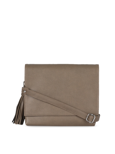 

Toteteca Beige PU Structured Sling Bag with Tasselled