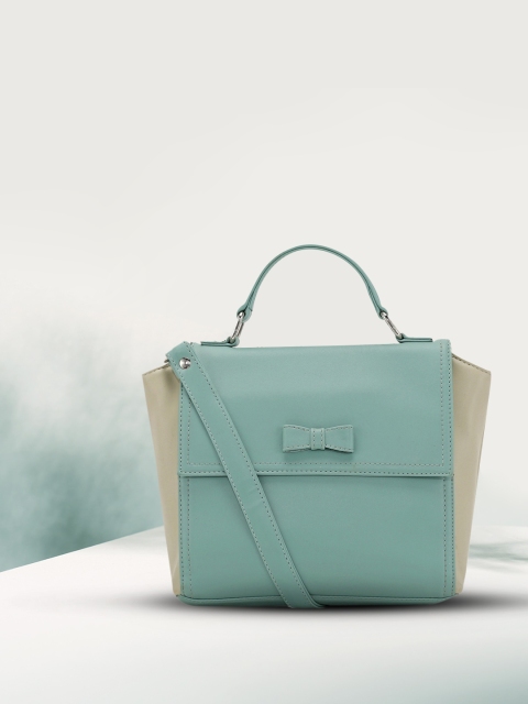 

Toteteca Sea Green PU Structured Satchel with Bow Detail