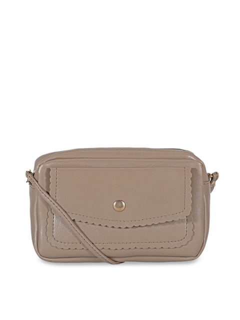 

Toteteca Beige PU Structured Sling Bag with Cut Work