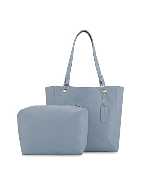 

Toteteca Blue PU Oversized Structured Shoulder Bag
