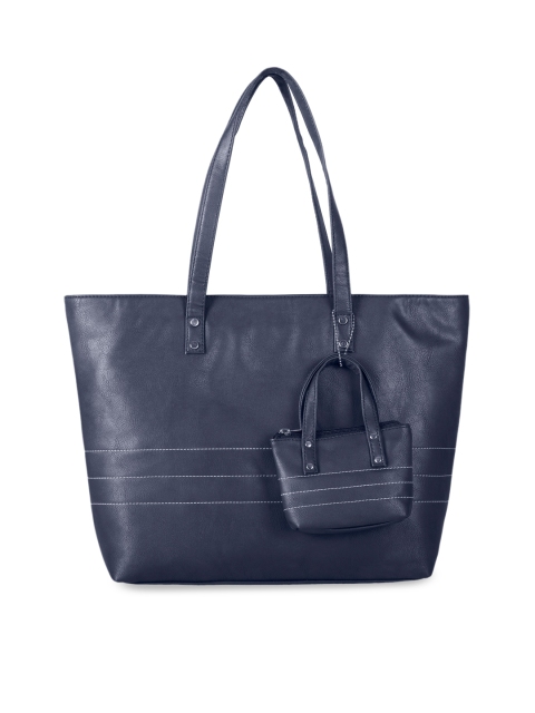 

Toteteca Blue Textured PU Structured Tote Bag