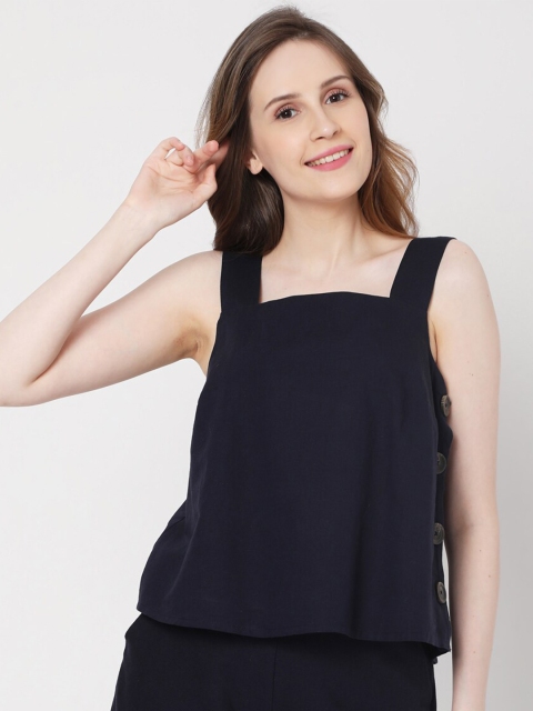 

Vero Moda Navy Blue Shoulder Straps A-Line Top