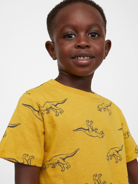 

H&M Boys Yellow & Black Printed Cotton Jersey T-shirt