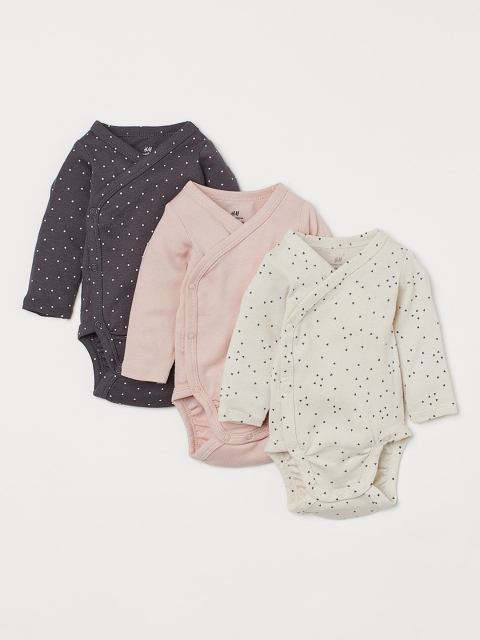 

H&M Girls Multi-Coloured 3-Pack Long-Sleeved Bodysuits