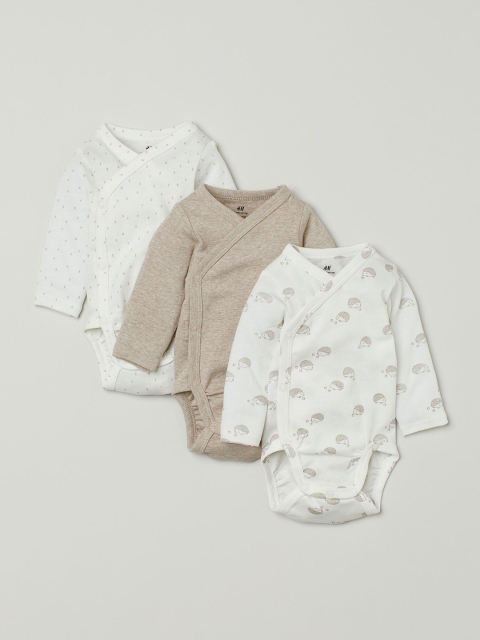 

H&M Girls Multi-Coloured 3-pack long-sleeved bodysuits