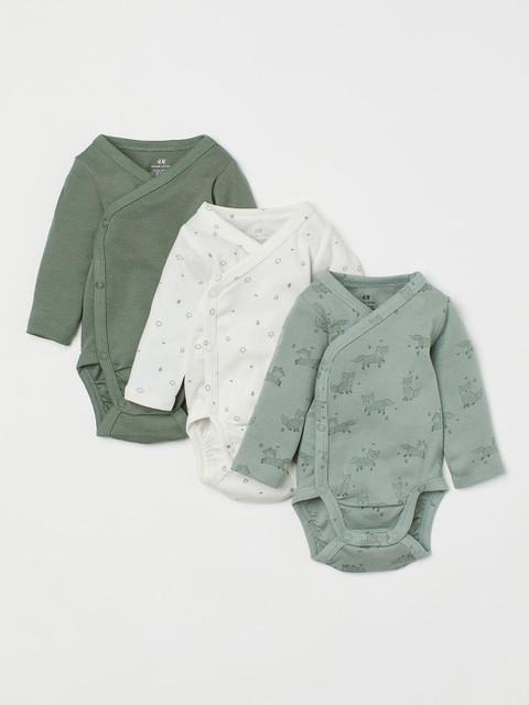 

H&M Girls Multi-Colored 3-Pack Long-Sleeved Bodysuits
