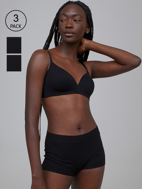 

H&M Women Black 3-Pack Cotton Shortie Briefs