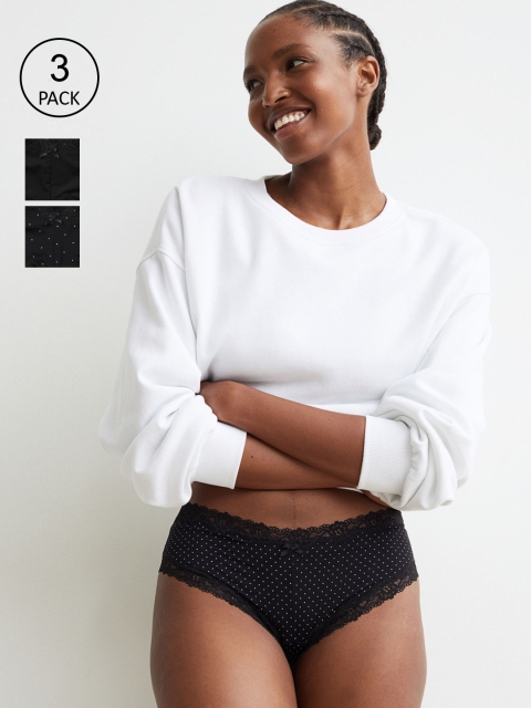 

H&M Women Black 3-pack hipster briefs