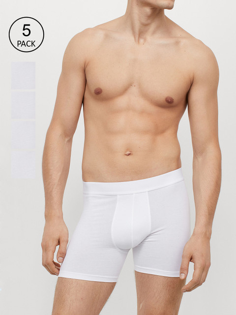 

H&M Men White 5-Pack Mid Trunks