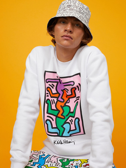 

H&M Men White Printed Sweatshirt