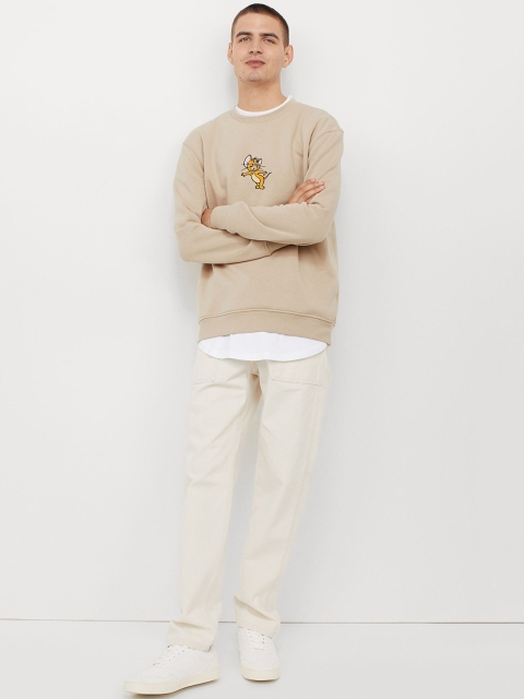 

H&M Men Beige Printed Sweatshirt