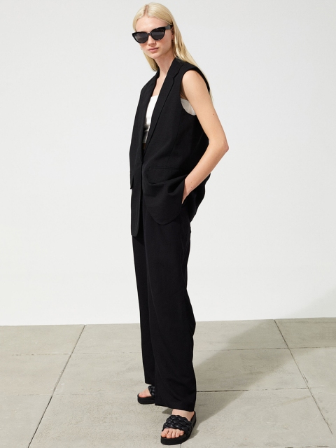 

H&M Women Black Sleeveless jacket