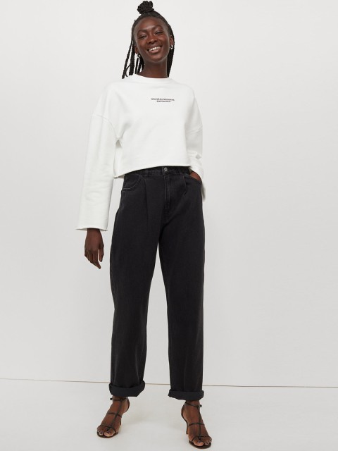 

H&M Women Black Loose High Waist Jeans