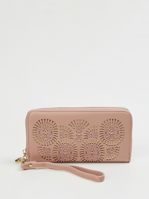

Ginger by Lifestyle Women Beige & Gold-Toned Printed Zip Around Wallet