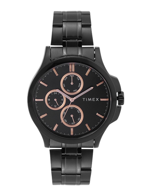 

Timex Men Black Dial & Gunmetal Toned Bracelet Style Straps Analogue Watch TWEG17008