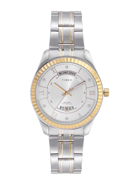 

Timex Men Silver-Toned Embellished Dial & Silver-Toned Straps Analogue Watch TW0TG6206