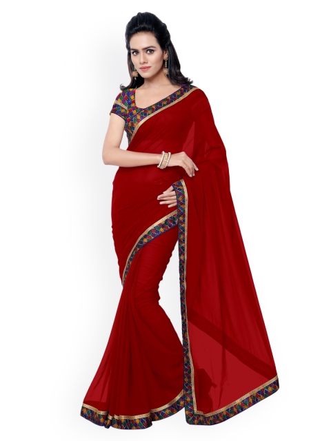 

Silk Bazar Maroon Georgette Saree