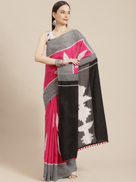 

mokshi Pink & White Pure Cotton Saree