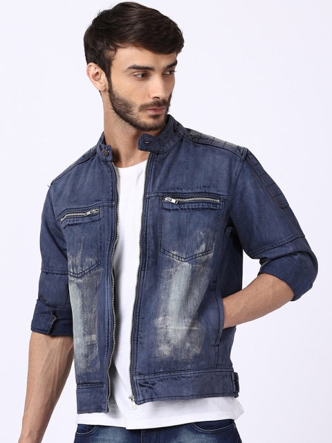 

VOXATI Men Blue Washed Denim Jacket