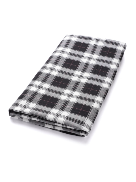 

London Cross Men Black & White Checked Cotton Shirt Fabric