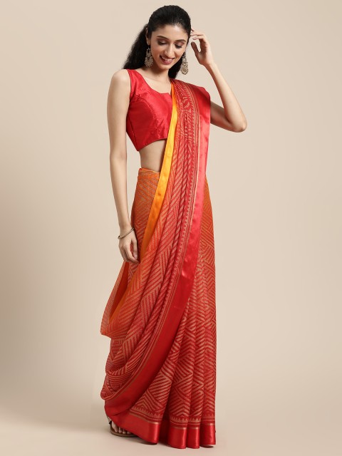 

KALINI Red & Orange Mangalagiri Saree