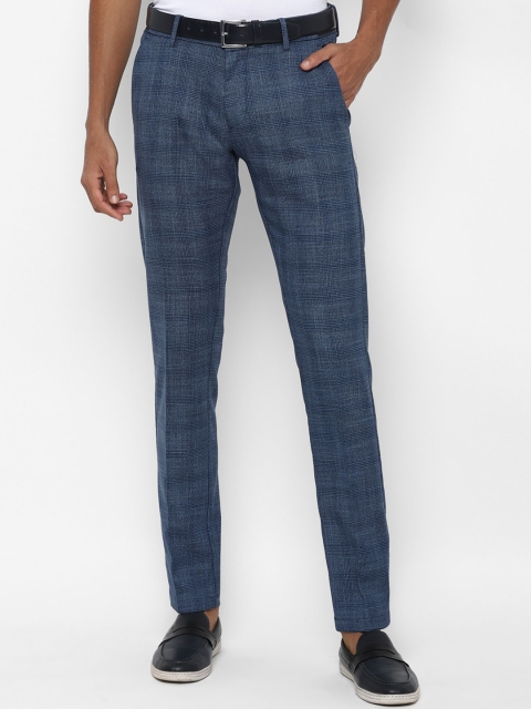 

Allen Solly Men Navy Blue Checked Regular Fit Trousers