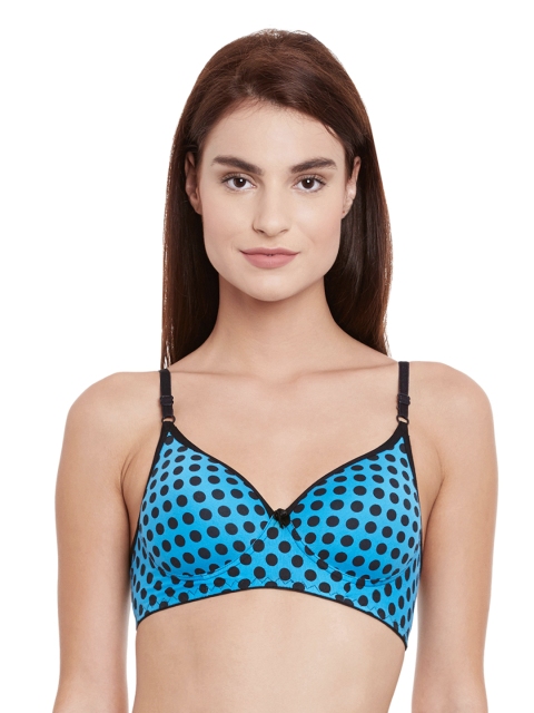 

Clovia Blue Polka-Dot Print Medium-Coverage Push-Up Bra BR0626P03