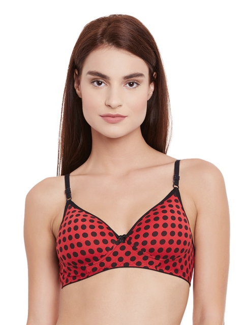 

Clovia Red Polka-Dot Print Medium-Coverage Push-Up Bra BR0626P044