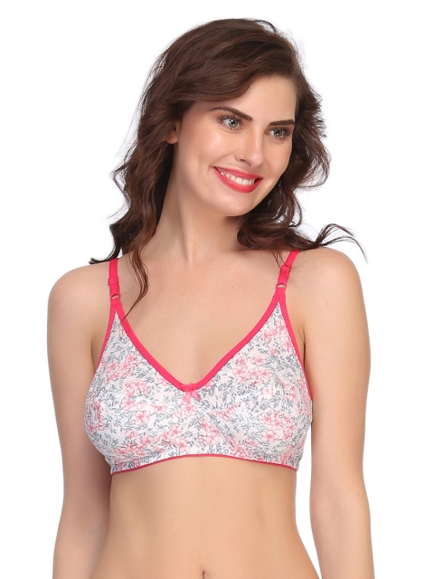 

Clovia White & Grey Floral Print Full Covereage Bra BR0373P1440B
