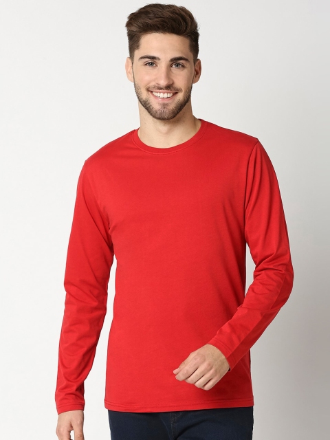 

Bewakoof Men Red Solid Cotton T-shirt