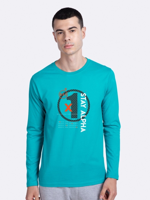 

Bewakoof Men Blue Alpha Printed Cotton T-shirt