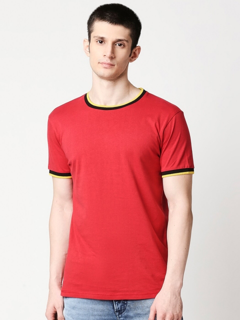 

Bewakoof Men Red Cotton Varsity T-shirt