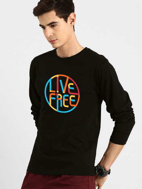 

Bewakoof Men Black & Blue Typography Printed T-shirt