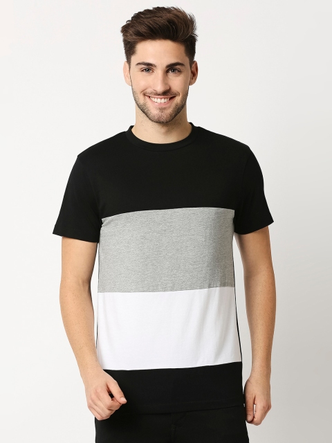 

Bewakoof Men Black & Grey Colourblocked T-shirt