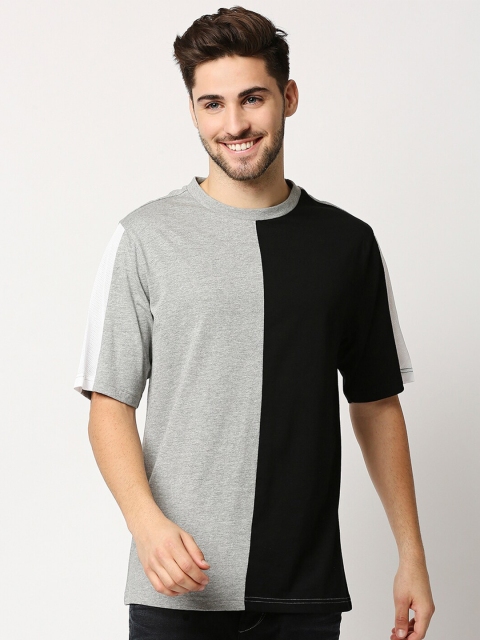 

Bewakoof Men Black & Grey Colourblocked T-shirt