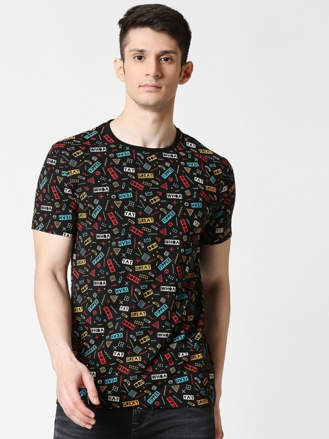 

Bewakoof Men Black & Red Typography Printed T-shirt