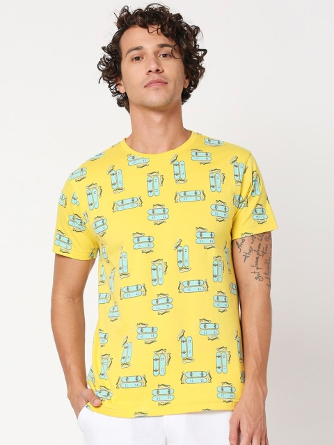 

Bewakoof Men Yellow & Blue Printed T-shirt