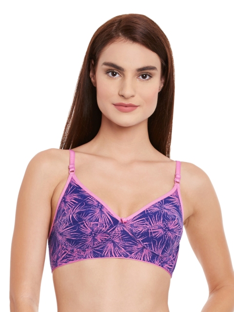 

Clovia Blue & Pink Printed Full-Coverage Bra BR0683P2240B