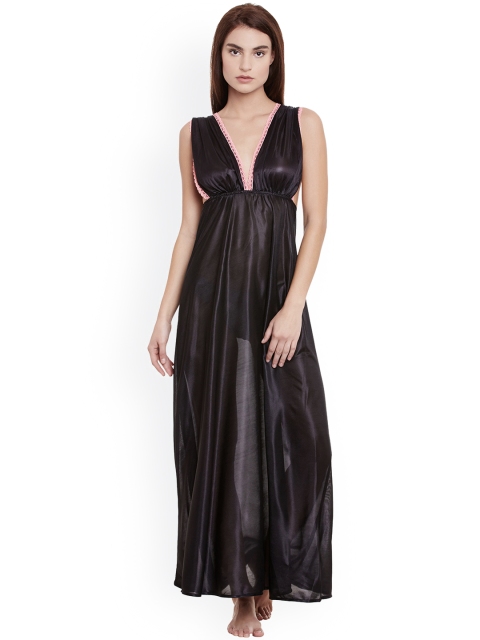 

Clovia Black Sheer Maxi Nightdress NS0576P13