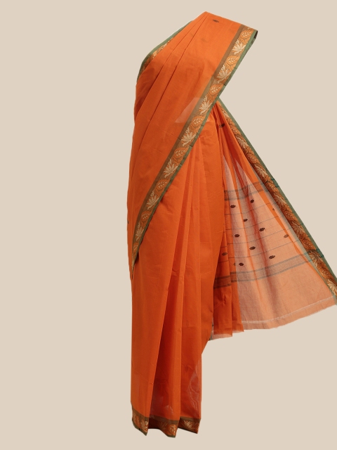 

The Chennai Silks Orange Pure Cotton Chettinad Saree