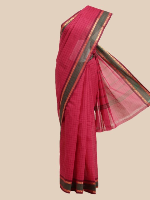

The Chennai Silks Magenta & Green Checked Pure Cotton Chettinad Saree