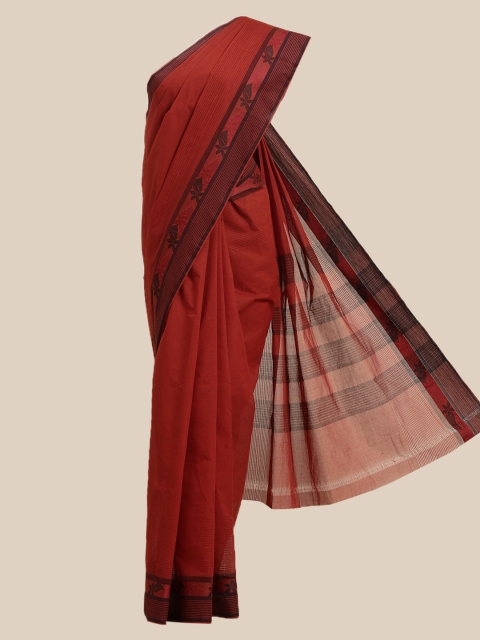 

The Chennai Silks Rust & Black Pure Cotton Saree