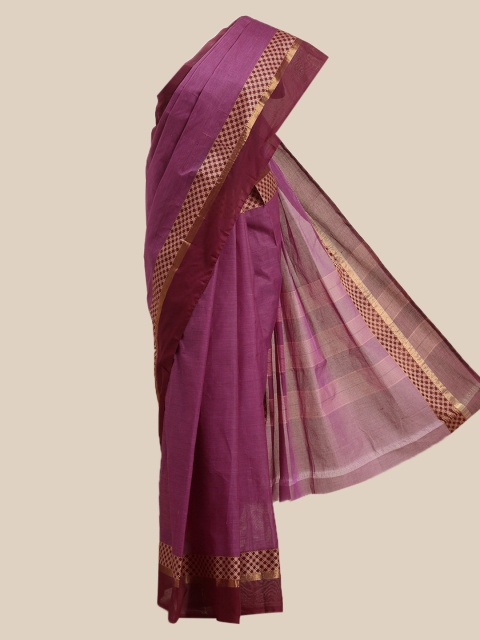 

The Chennai Silks Purple & Maroon Zari Pure Cotton Saree