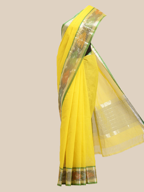 

The Chennai Silks Yellow & Green Zari Pure Cotton Venkatgiri Saree